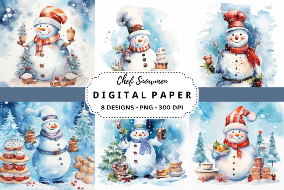 Chef Snowmen Backgrounds: A Playful Design Asset