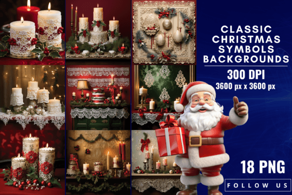 Classic Christmas Symbols Backgrounds for Festive Design