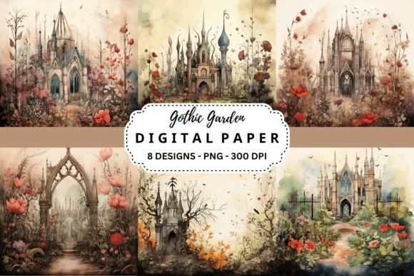Exploring Watercolor Gothic Garden Backgrounds for Designers