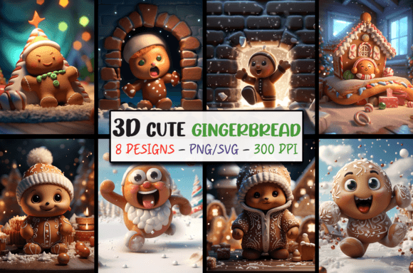 Festive Depth: Elevate Projects with 3D Christmas Backgrounds Gingerbread SVG