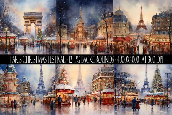 Paris Christmas Festival Backgrounds: Festive Design Assets
