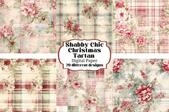 Shabby Chic Christmas Tartan Backgrounds for Crafts