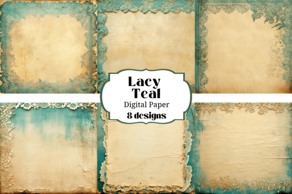 Teal Lacy Digital Paper Backgrounds: Creative Applications