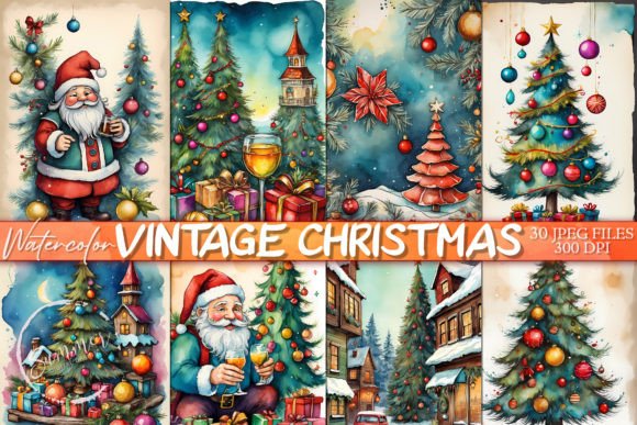 Timeless Charm: Crafting with Vintage Christmas Watercolor Backgrounds