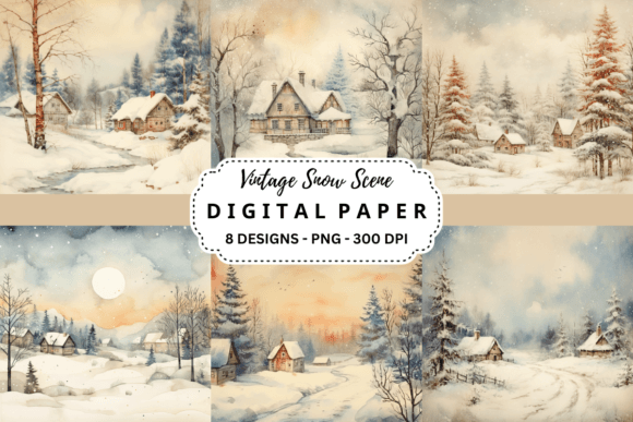 Timeless Winter Charm with Vintage Snow Scene Backgrounds